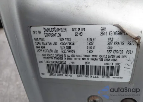 2004 Jeep Liberty Renegade z USA, uszkodzony, nr VIN 1J4GL38K04W208213